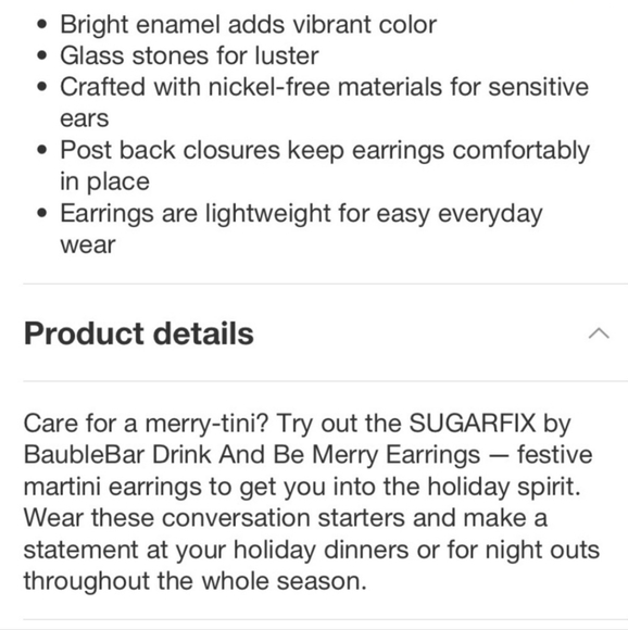 NEW SUGARFIX BaubleBar Drink And Be Merry Martini Daiquiri Earrings Gold - Picture 4 of 14